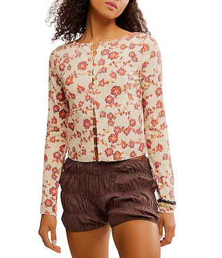 Tilly Floral Print Crew Neckline Long Sleeve Top | Dillard's