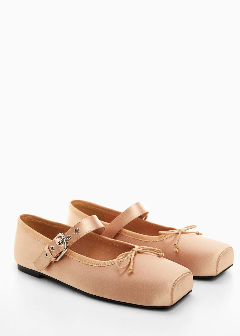 Satin ballerinas with buckle -  Women | Mango United Kingdom | MANGO (UK)