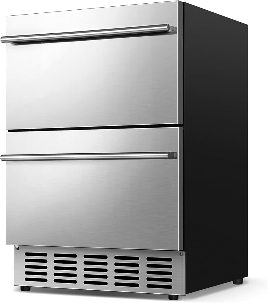 Under Counter Beverage Refrigerator 24 Inch, Outdoor Drawer Fridge Stainless Steel with Temperatu... | Amazon (US)