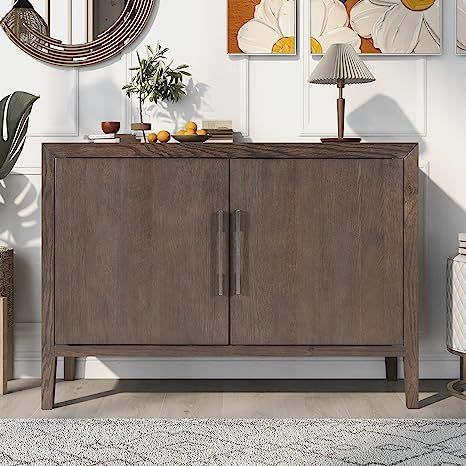 P PURLOVE Farmhouse Modern Sideboard Table with Storage,Dining Room Buffet Cabinet with 2 Doors,S... | Amazon (US)