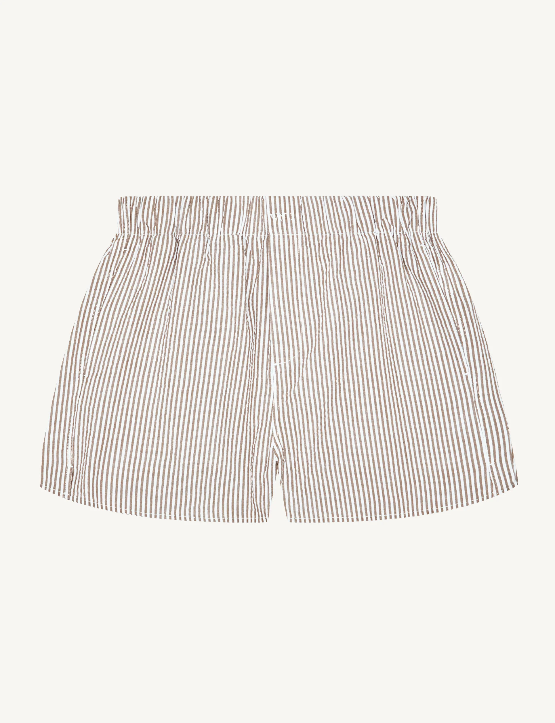 The Boxer: Seersucker, Mocha Stripe | With Nothing Underneath