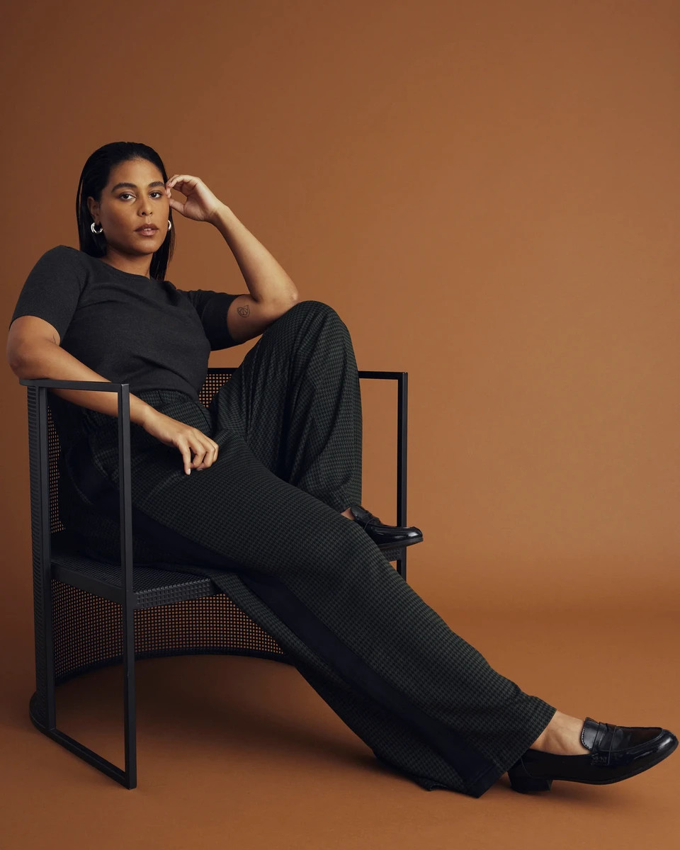 Stephanie Wide Leg Stripe Ponte Pants 30 Inch | Universal Standard