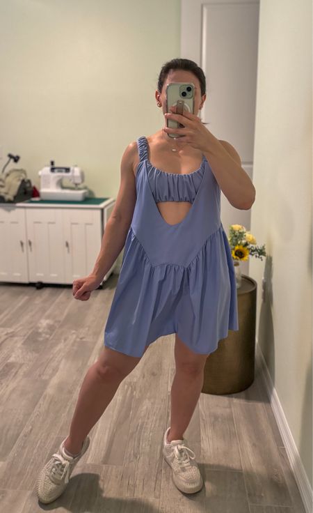 dog walking uniform. My two-piece set is from free people, but I’ve added the Amazon versions that are now available as well. I am wearing size extra small. There's shorts included that are separate (not attached) and each side of them has pockets that can fit your cell phone.

#LTKFitness #LTKStyleTip #LTKActive