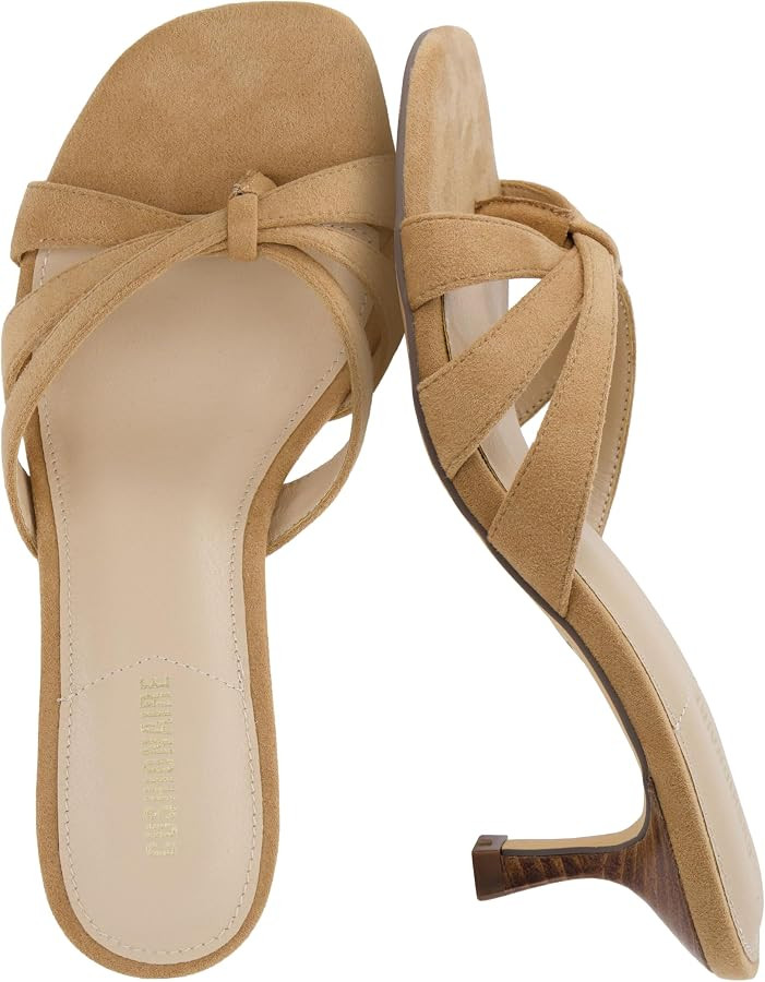 CUSHIONAIRE Malta Strappy Kitten Heels for Women, Dressy Open Toe Low Heel Sandals with Memory Fo... | Amazon (US)