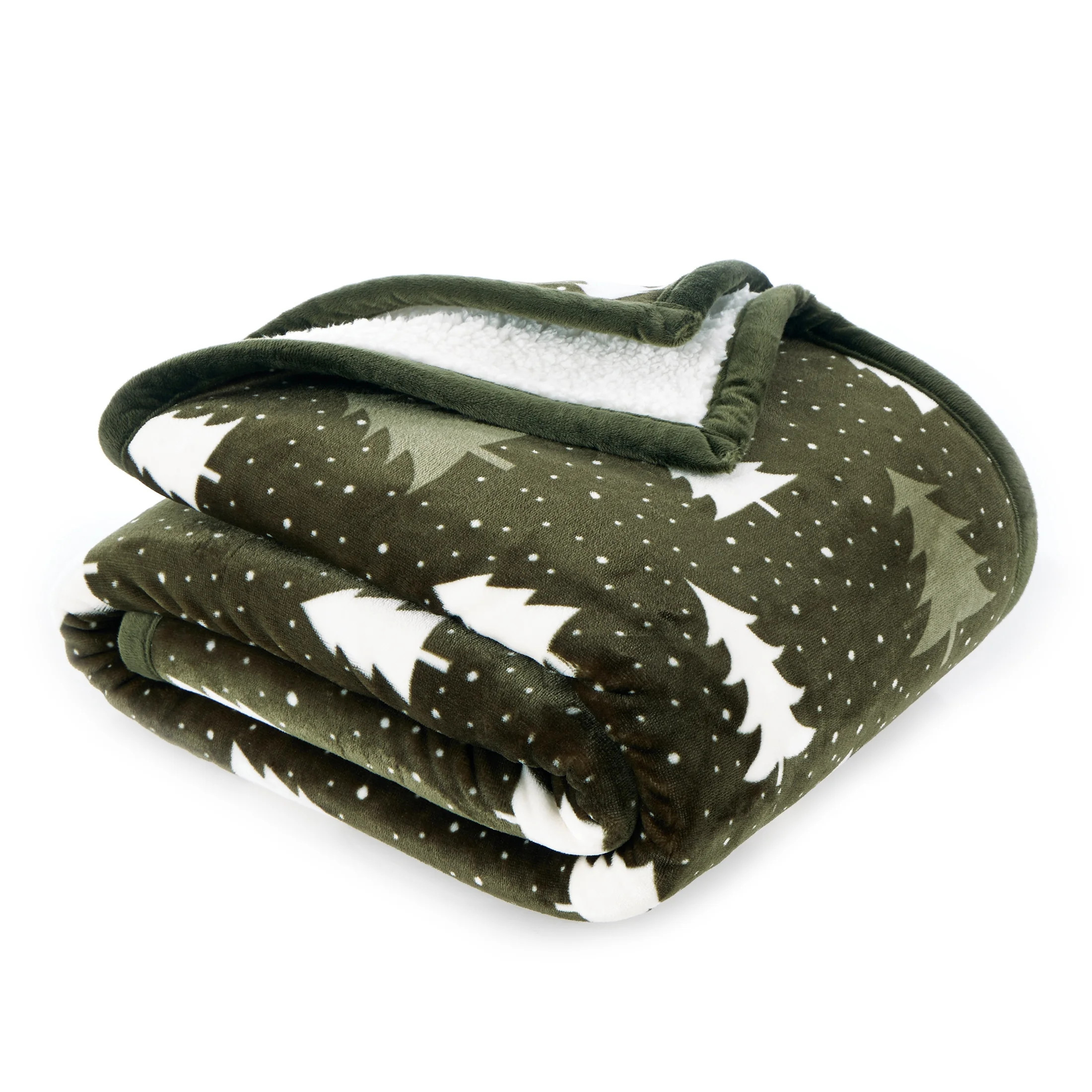 Better Homes & Gardens Reverse Faux Shearling Throw, Green Tree, 50" x 60" | Walmart (US)