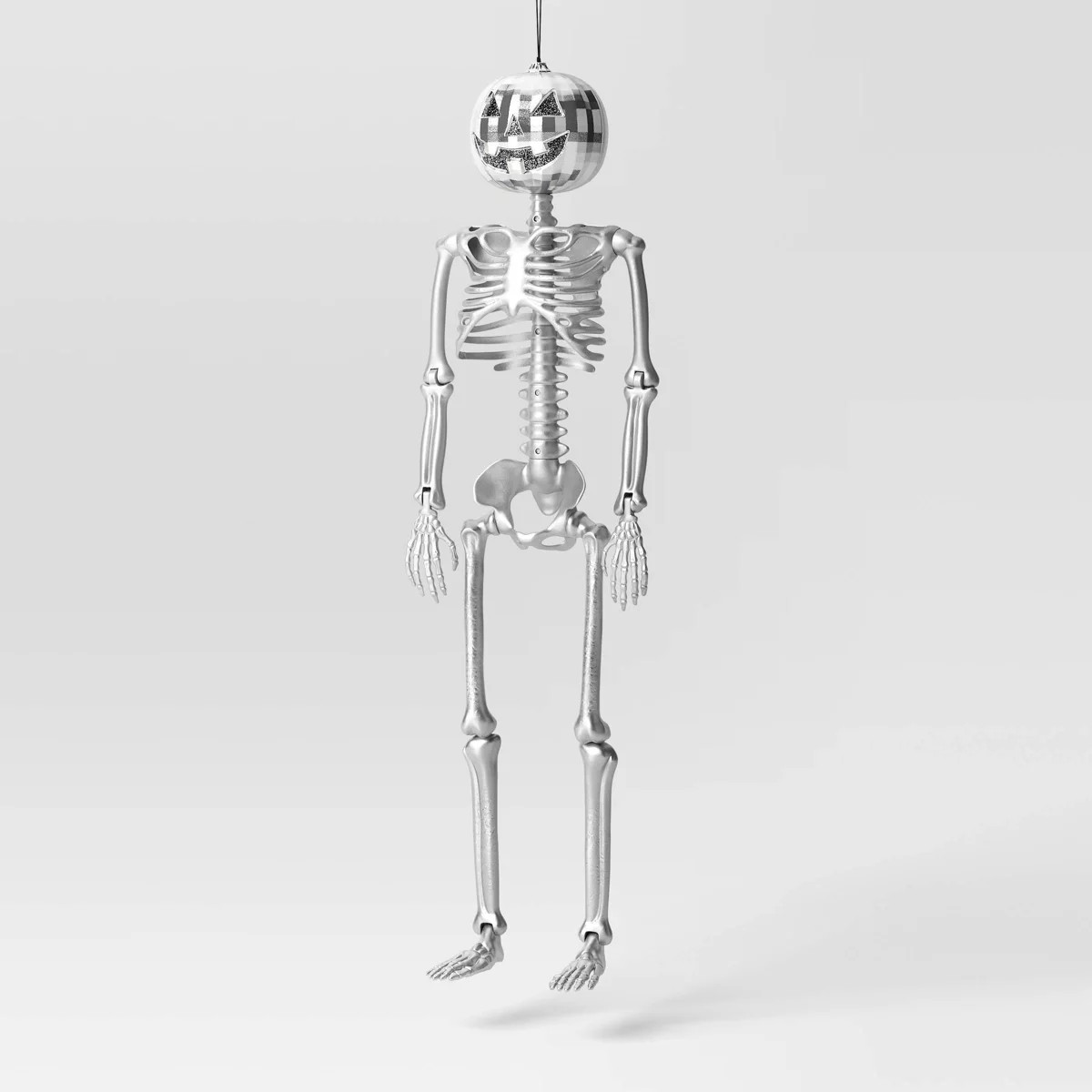 36" Poseable Pumpkin Skeleton with Silver Disco Jack Head Halloween Decorative Prop Silver - Hyde... | Target