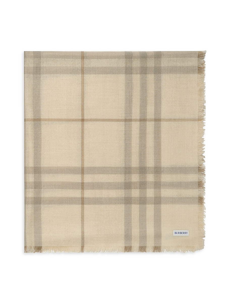 Women's Check Wool-Silk Scarf - Sesame Beige Check | Saks Fifth Avenue