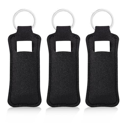 COOKOOKY Chapstick Holder Keychain Cute Lip Balm Keychain Holder(Black#02) | Amazon (US)