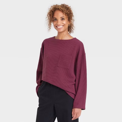 Women's Long Sleeve Ottoman T-Shirt - A New Day™ | Target
