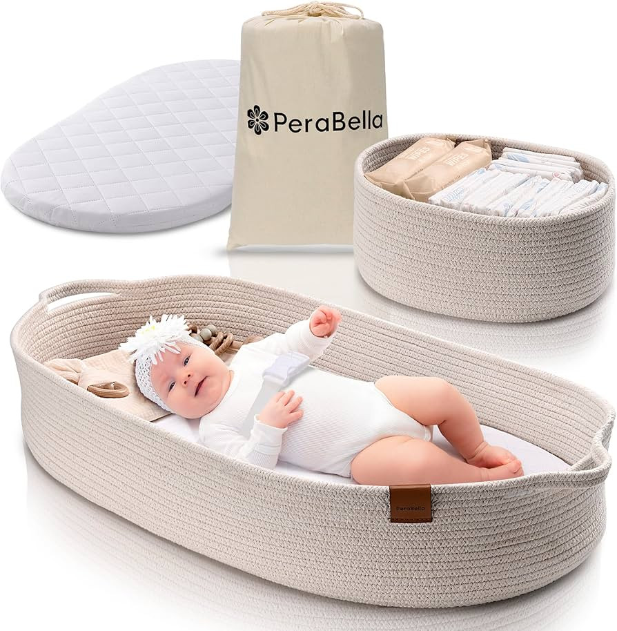 Baby Changing Basket for Baby Dresser, Moses Basket for Babies, Cotton Rope Diaper Changing Baske... | Amazon (US)