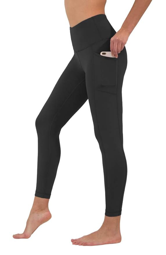 90 Degree By Reflex High Waist Tummy Control Squat Proof Ankle Length Leggings with Pockets | Amazon (US)