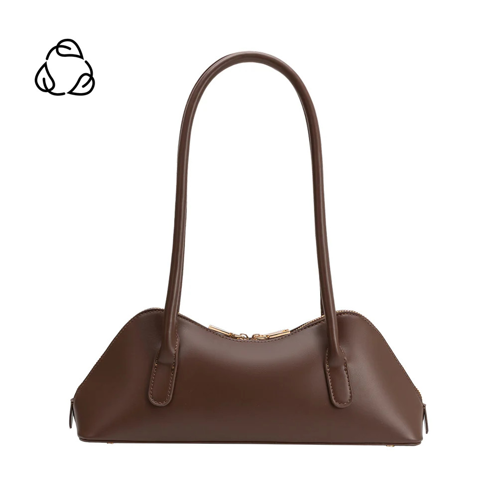 Chocolate Dakota Recycled Vegan Leather Shoulder Bag | Melie Bianco | Melie Bianco