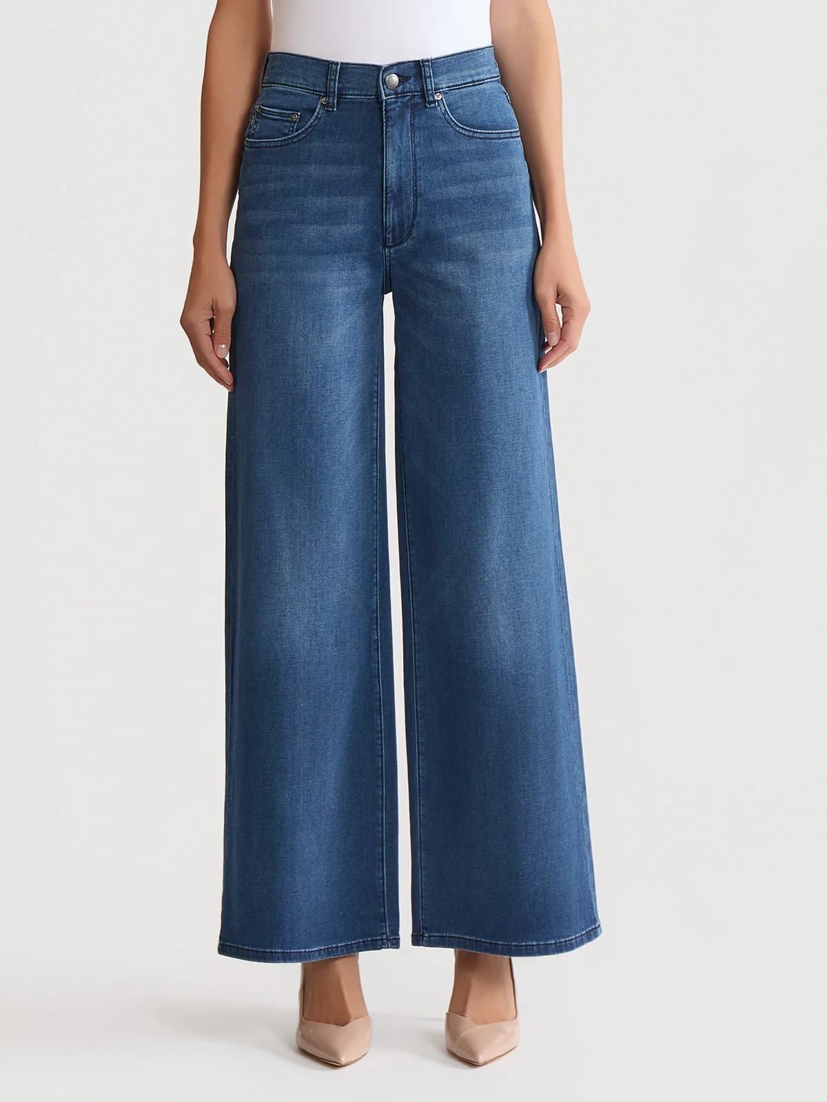 Hepburn High-Rise Wide Leg Vintage Jean, Stream Wash | Misook