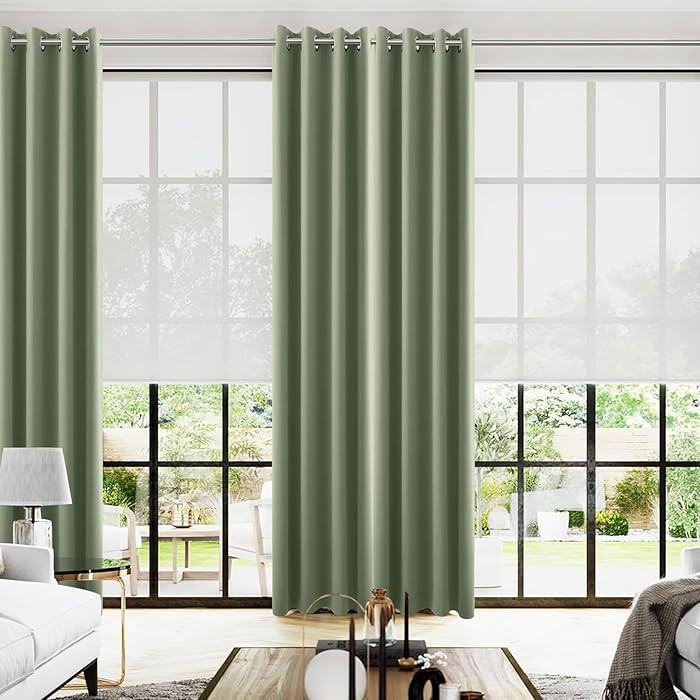 KOUFALL 96 Inches Long Curtains Drapes for Living Room 2 Panels Set,Dark Sage Green Black Out Roo... | Amazon (US)