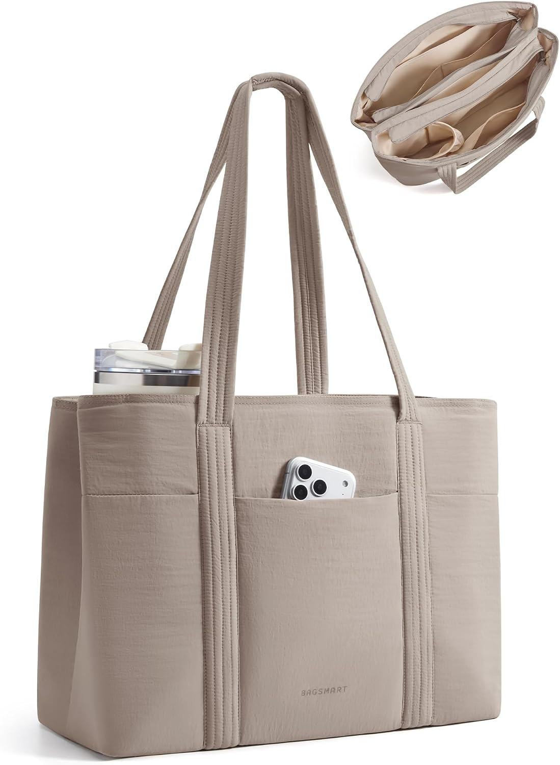 BAGSMART Tote Bag for Women with Compartments Work Tote Bag with Zipper | Amazon (US)