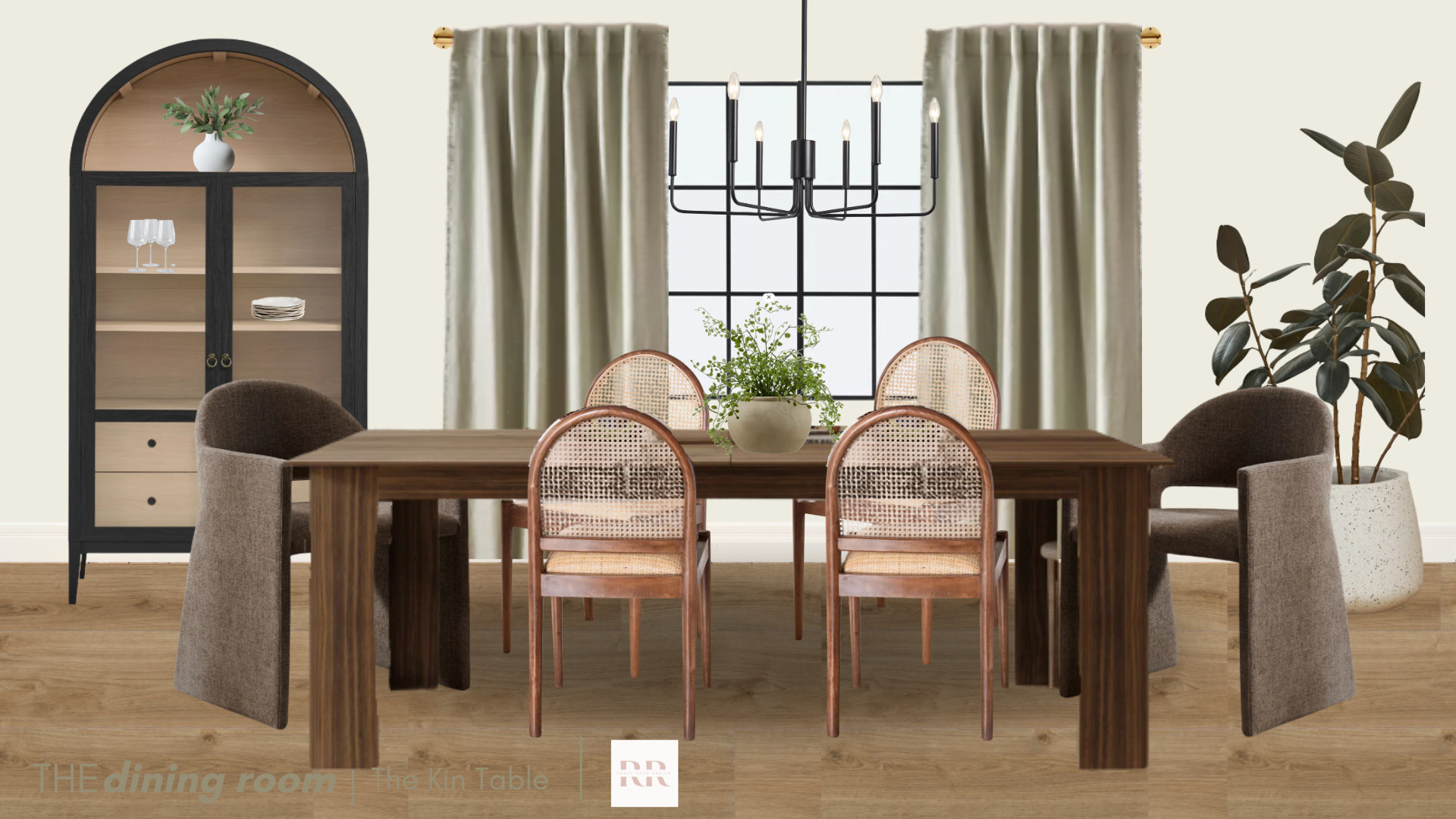 The Kin Table dining room design blends warm browns and earthy neutrals to create a welcoming, modern space perfect for family dinners or effortless hosting. With its versatile, grounded palette and clean lines, it adapts seamlessly to a range of styles while always feeling like home whether that is eating, folding laundry or doing homework, this space works for you.
Colour: Swiff Coffee Benjamin Moore 

 #LTKcanada #LTKcasa #LTKfamily