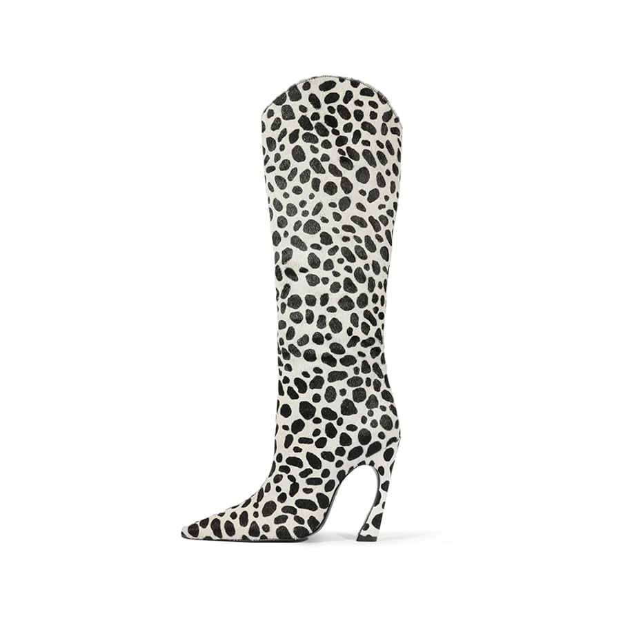 Thigh High Boots for Women - Animal Print, Wide Calf, Stiletto Pointed Toe, Elegant Dress Style C... | Amazon (US)
