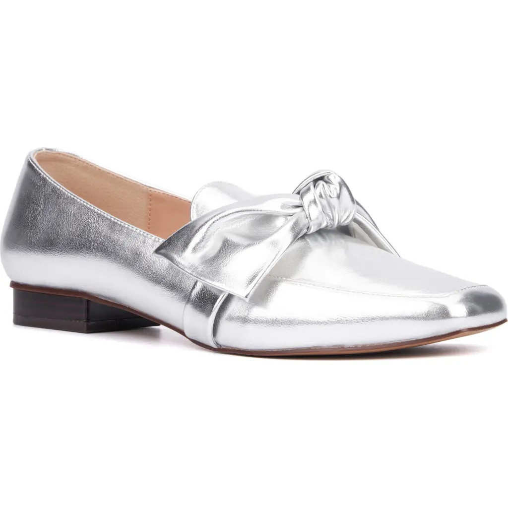 NEW YORK AND COMPANY Dominica Bow Loafer in Silver at Nordstrom Rack, Size 6 | Nordstrom Rack