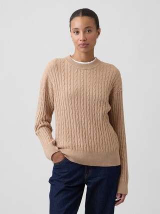 CashSoft Relaxed Cable-Knit Crewneck Sweater | Gap Factory