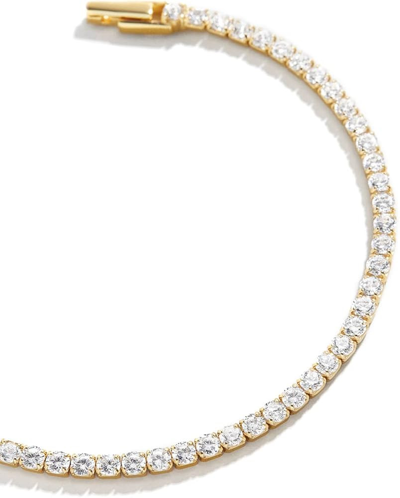 14k Gold Filled Tennis Bracelet|3mm Cubic Zirconia Classic Tennis Bracelet|Gold Link Bracelets Fo... | Amazon (US)