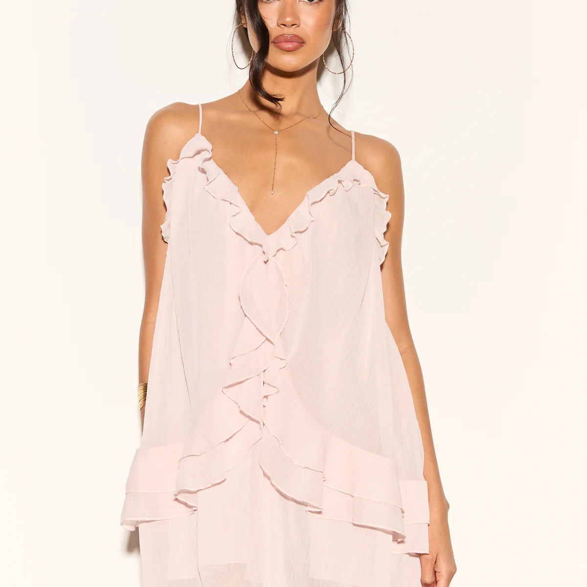 LIBERTE Pink Dobby Chiffon Mini Dress | Noughts and Kisses