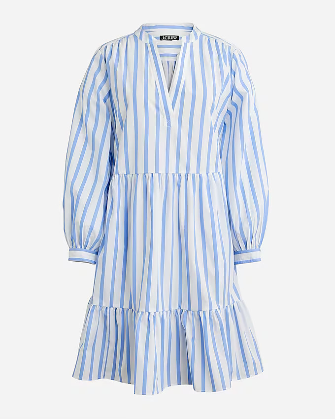 Tiered cotton poplin mini dress in Barrie stripe | J. Crew US