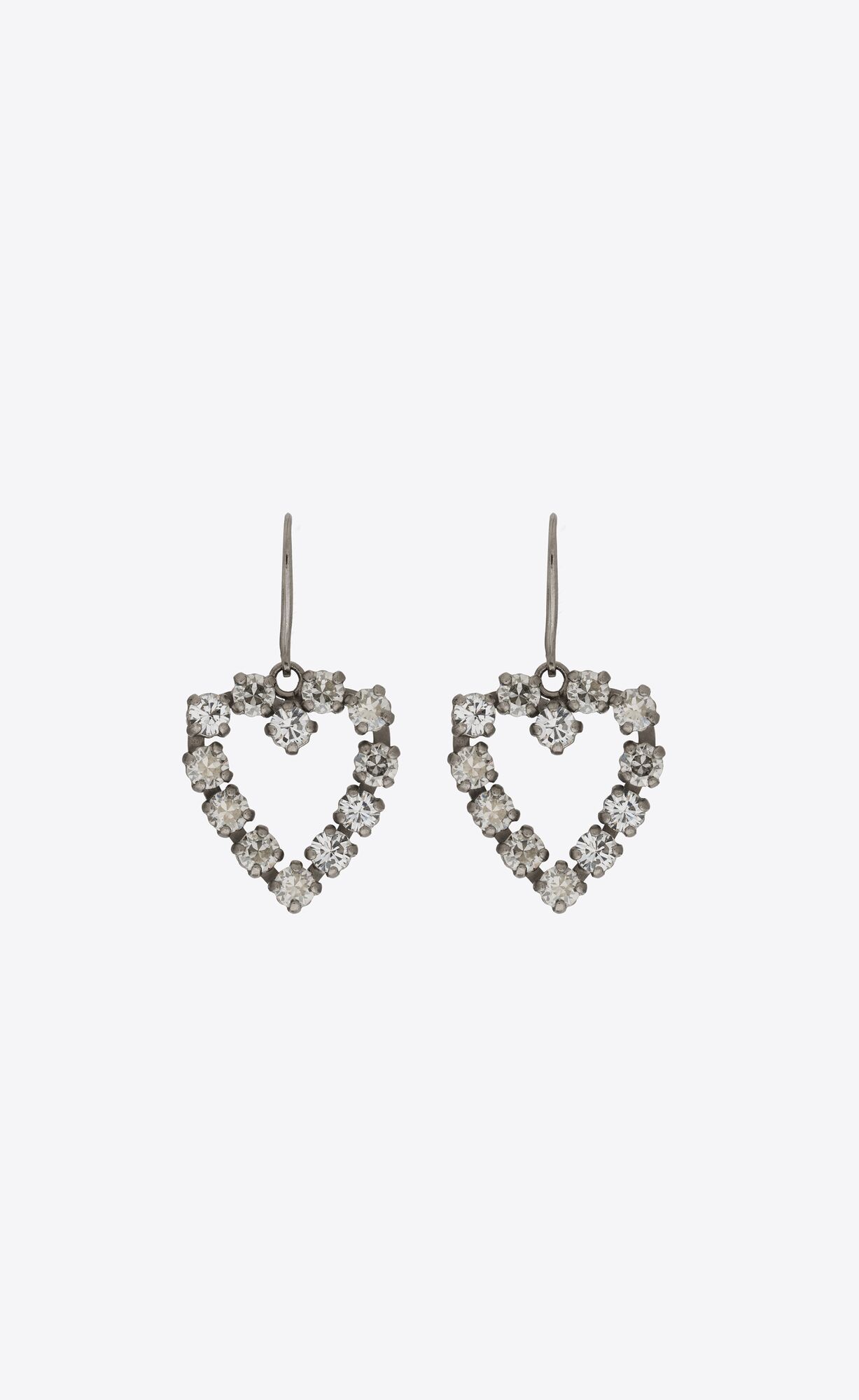 rhinestone open heart earrings in metal | Saint Laurent Inc. (Global)