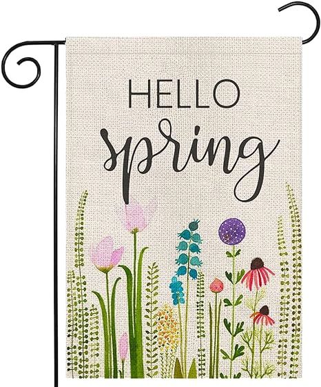 Spring Garden Flag Double Sided, Hello Spring Yard Decorations, 12.5 X 18 Inch Outdoor Decor for ... | Amazon (US)