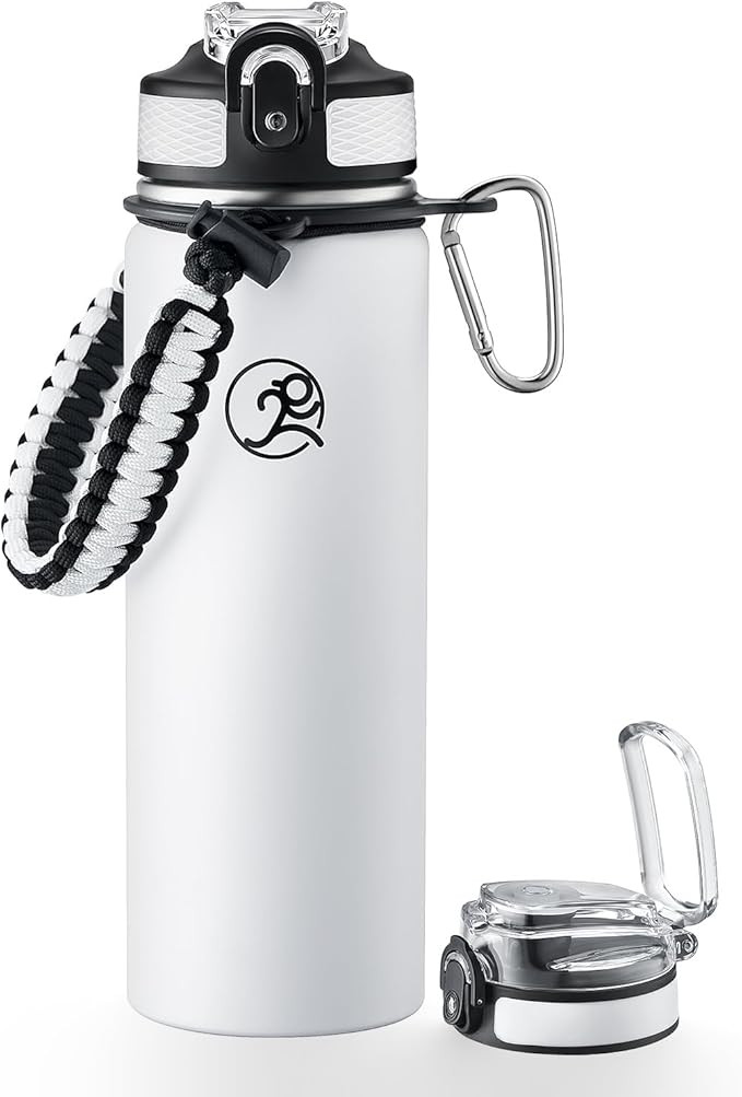 GOSWAG Insulated Sports Water Bottle, 24oz 2 Lids(with Straw/No Straw), Stainless Steel Water Bot... | Amazon (US)