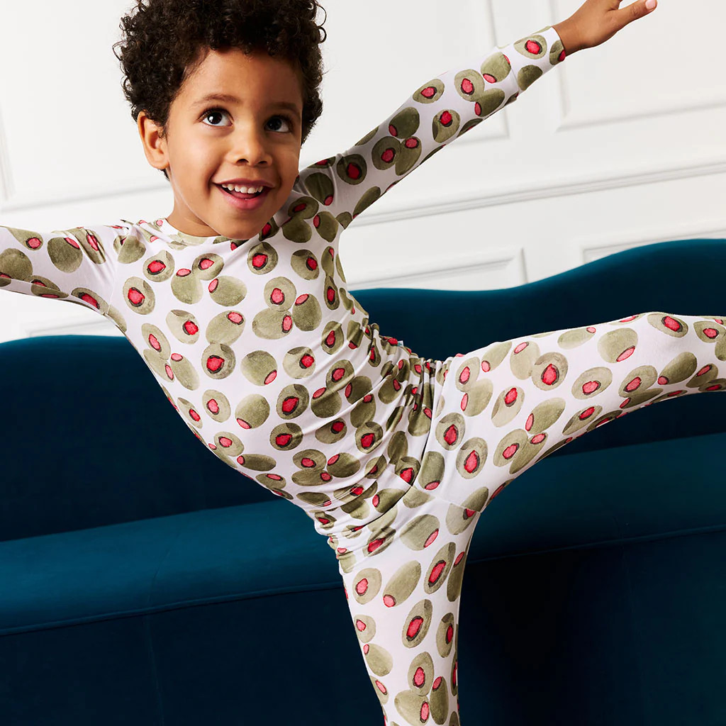 Food Green Long Sleeve Toddler Pajamas | Olives | Posh Peanut