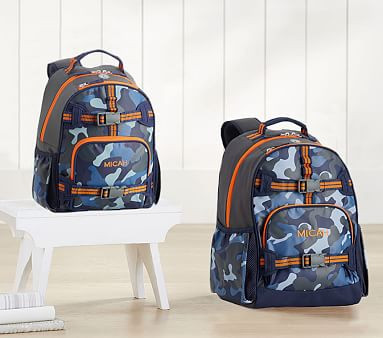 Mackenzie Blue Gray Camo Glow-in-the-Dark Backpacks | Pottery Barn Kids