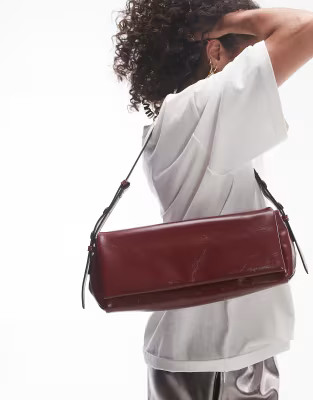Topshop Stevie structured shoulder bag in burgundy | ASOS | ASOS (Global)