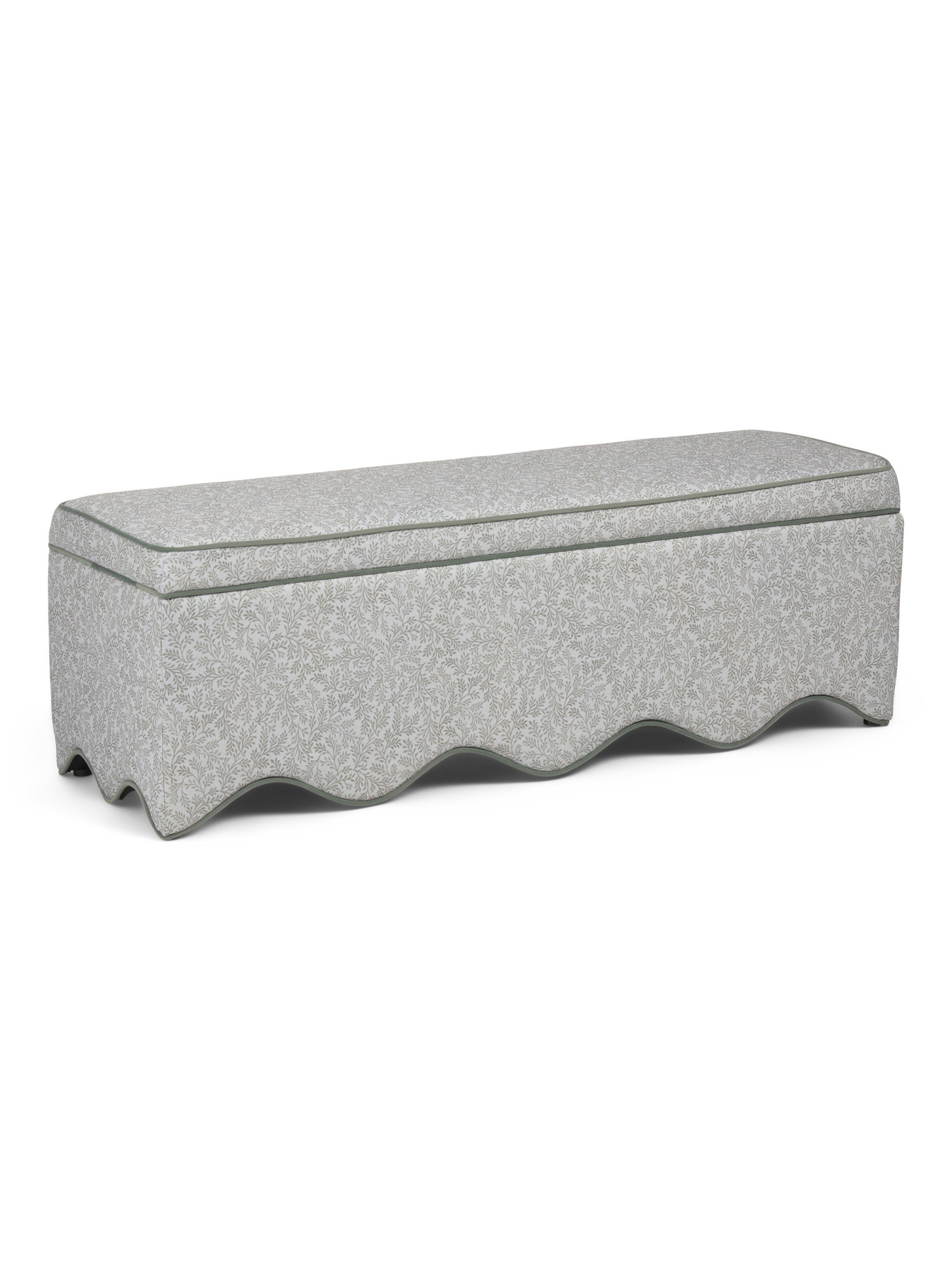 54.5x18 Botanical Print Scalloped Storage Bench | TJ Maxx