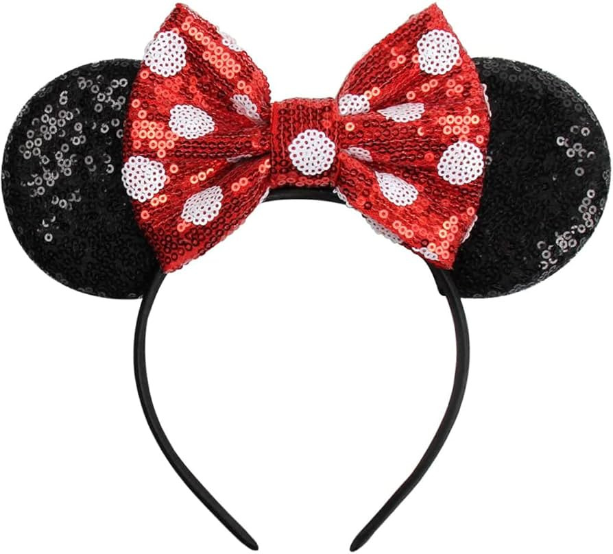 PAITTY Mouse Ears Headbands with Bow and Sequins,Party Cosplay Costume for Girls or Women Black | Amazon (US)
