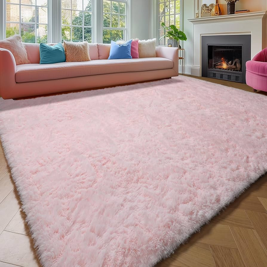 Amdrebio Pink Area Rugs 8x10 for Living Room, Large Fluffy Shag Rug for Bedroom, Kids Room Decor,... | Amazon (US)