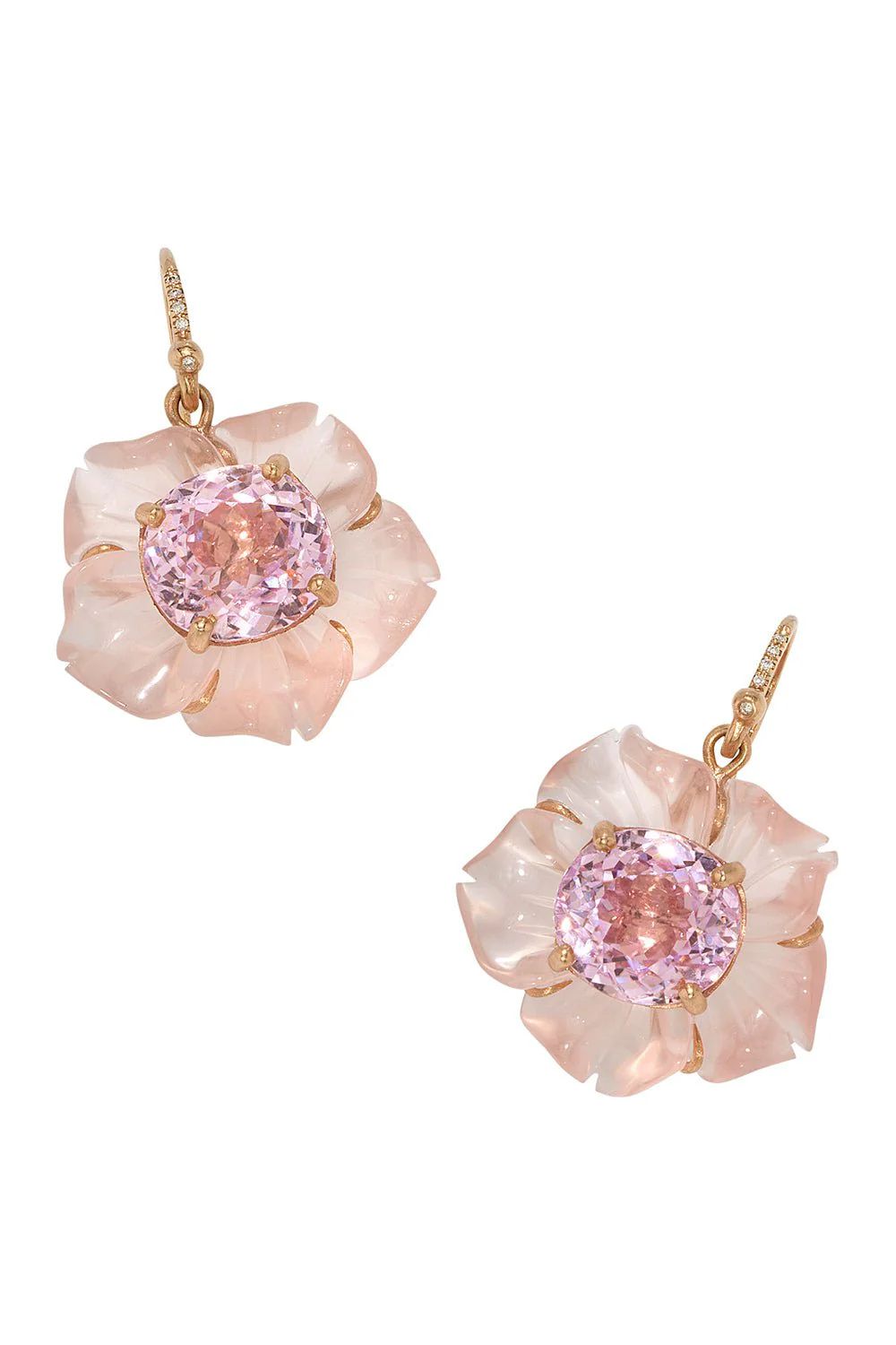 Tropical Flower Rose Quartz Earrings | Marissa Collections
