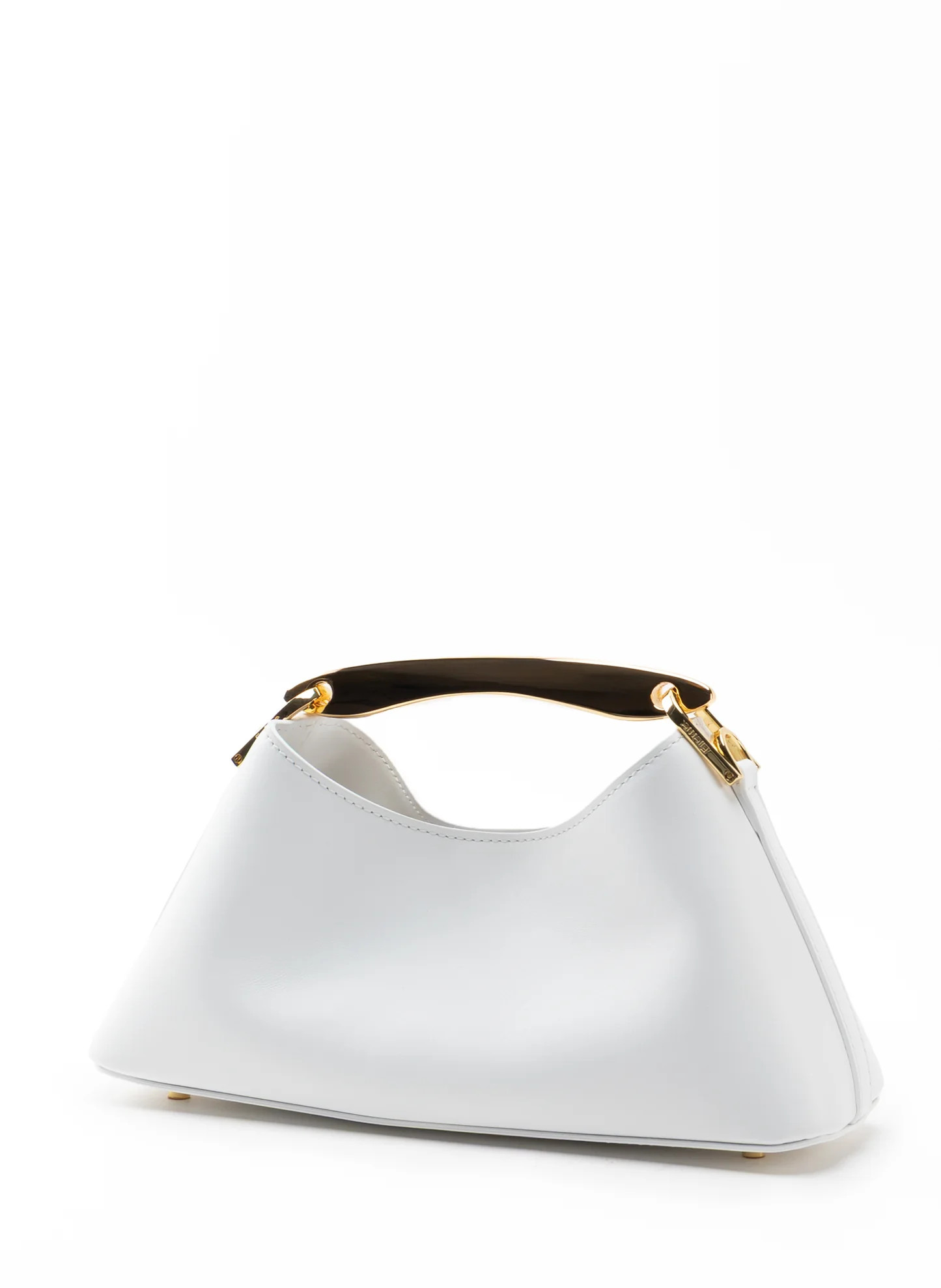 Mini Boomerang Leather White Gold Handle - Cute Leather Mini Bag - Elleme | Elleme