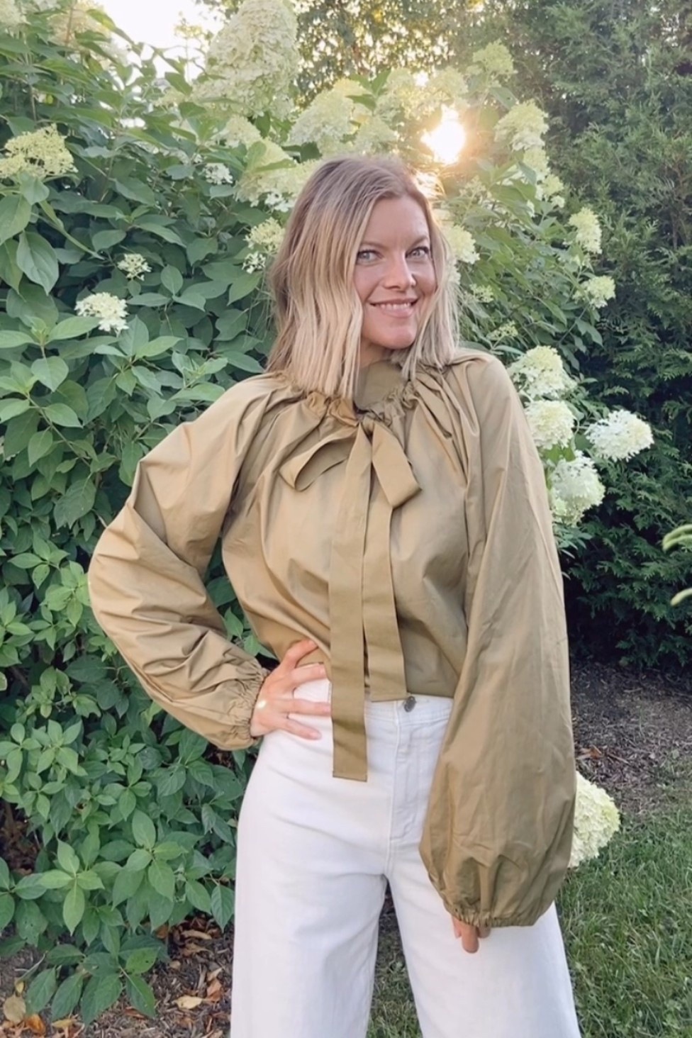 ✨ Golden Hour ✨
This blouse is giving Anthro vibes, but with a $26 price tag 🤯
Quality 100% cotton (poplin?) fabric
Fit: oversized. You could size down! Not petite friendly - the sleeves are very long!!
Fall outfit
Fall transition
#softautumn

#LTKStyleTip #LTKOver40 #LTKFindsUnder50