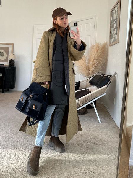 Winter neutrals and cold weather classics combined into one cozy outfit. Paired beige, brown, navy and black to style a sporty heritage look. The quilted coat with suede backpack and suede zip up boots form a perfectly coherent play on textures and add an element of interest to a classic winter layered outfit. 


#LTKSeasonal #LTKstyletip #LTKsalealert