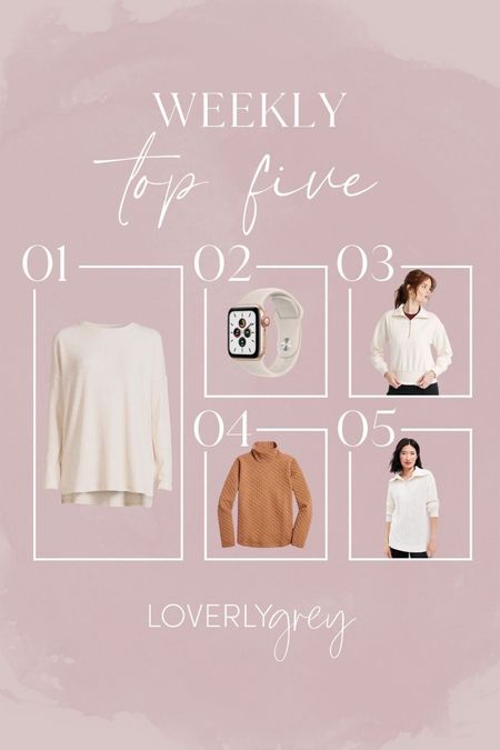 Loverly Grey weekly top 5! The perfect lightweight tunic from Walmart under $16! I have been loving my Apple watch for workouts and tracking my steps. This Target quarter zip is the perfect Lululemon scuba funnel neck dupe for under $30. This quilted turtleneck is a fall fashion essential! The perfect casual ribbed half zip sweater from Loft is the perfect length for leggings. 

#LTKSeasonal #LTKstyletip #LTKbeauty