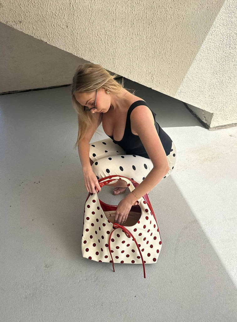 Rosamaria Shoulder Bag Cream Polka Dot | Princess Polly US