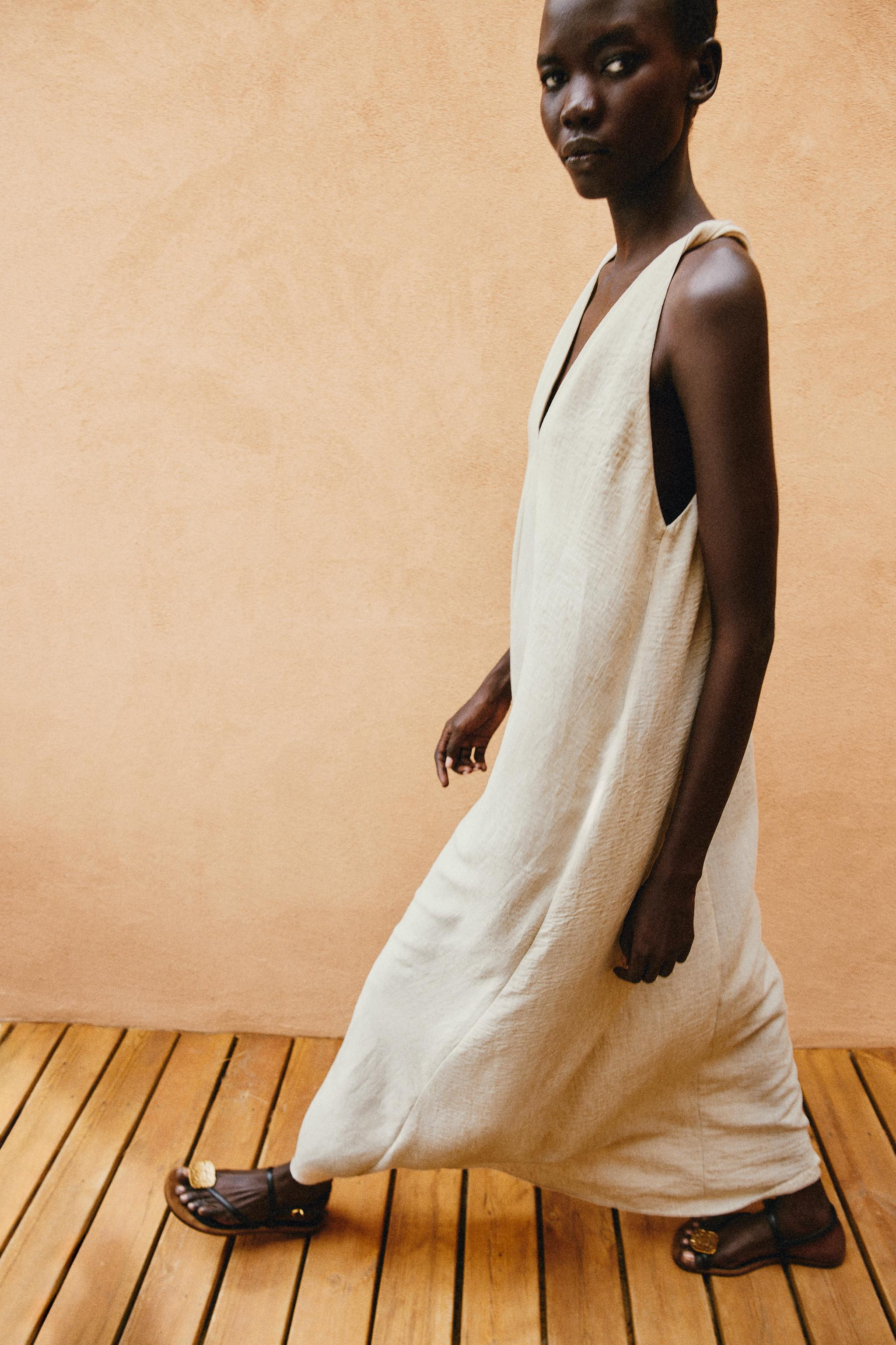 VOLUMINOUS RUSTIC MIDI DRESS | Zara US