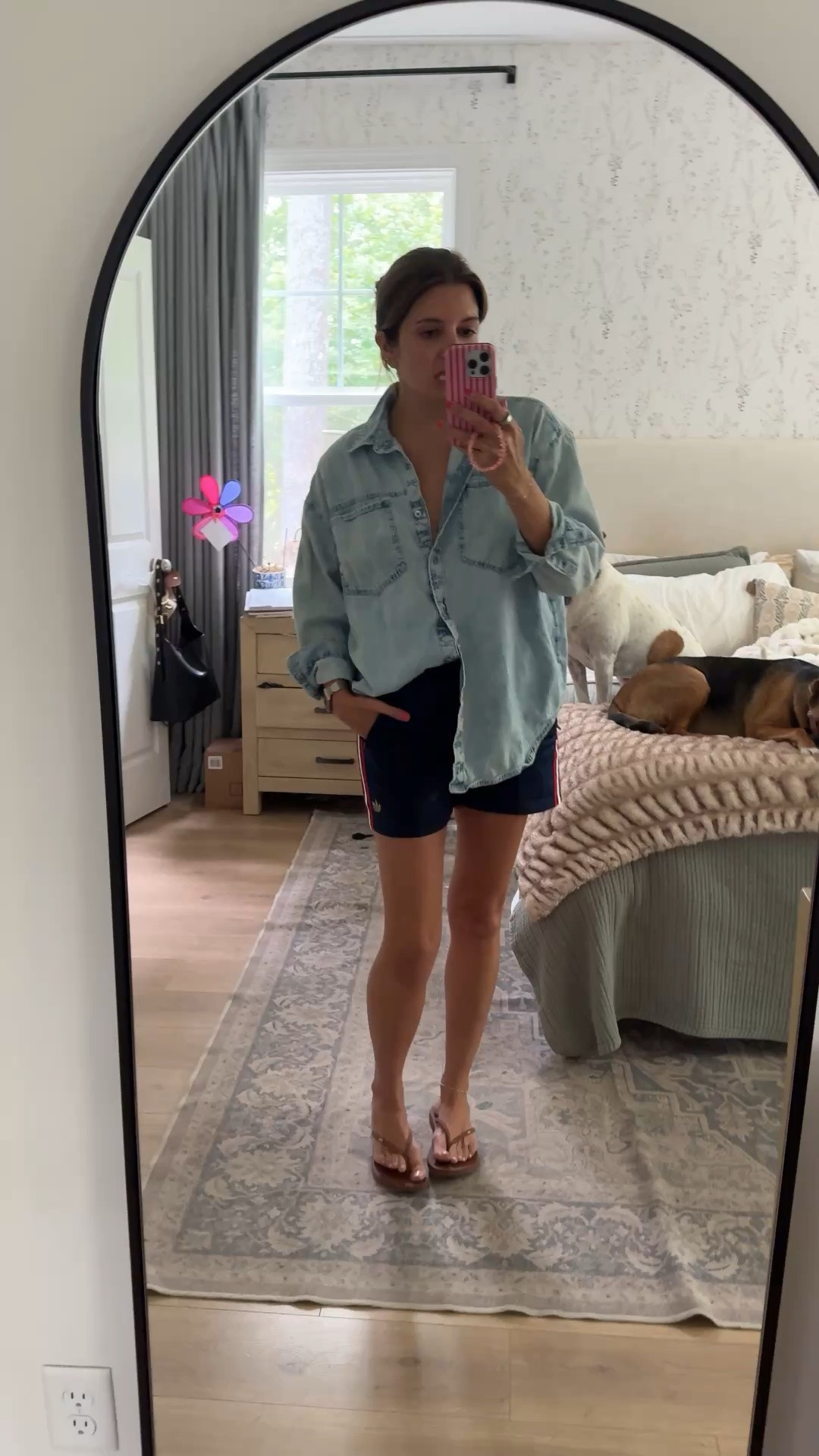 Outfit of the day! Small in adidas shorts and chambray top. I’m 5’7”

#LTKOver40 #LTKTall #LTKootd