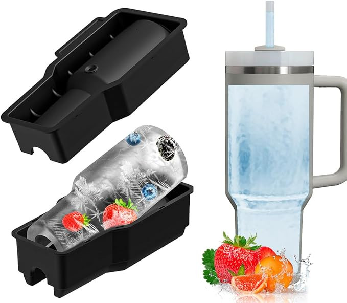 Ice Cube Tray Silicone Ice Mold for 40 oz Tumbler Hollow Cylinder Design with Lid and Bin Perfect... | Amazon (US)