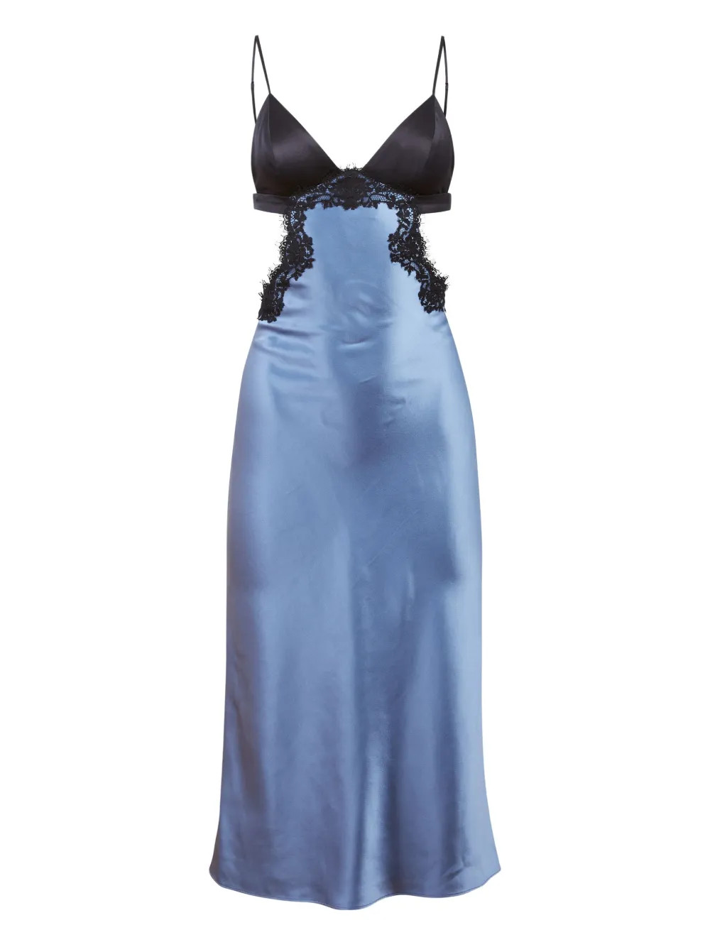Fleur Du Mal lace-insert Slip Dress | Blue | FARFETCH | Farfetch Global