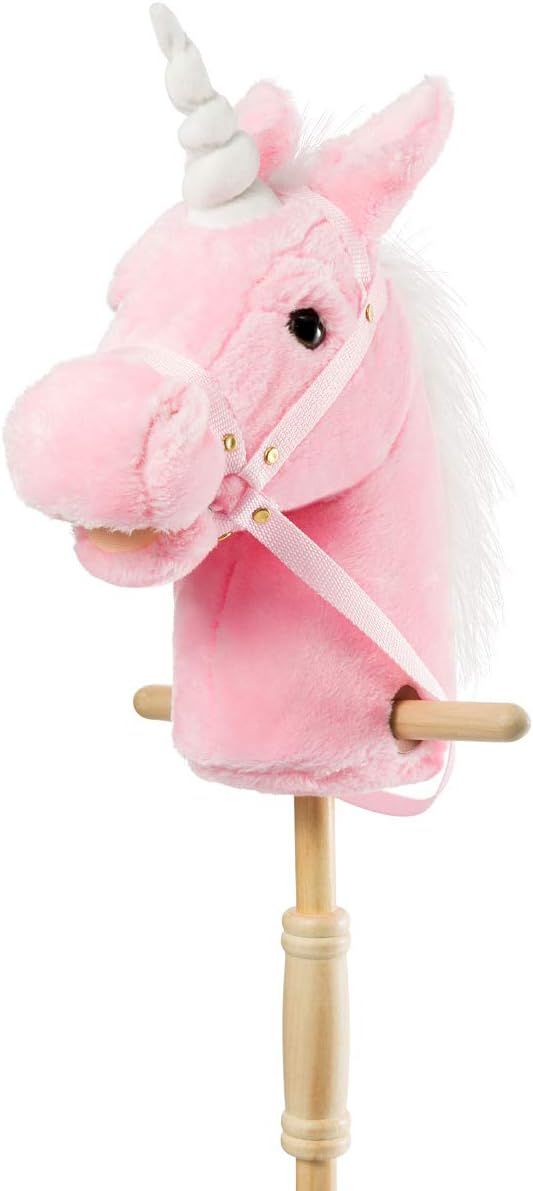 HollyHOME Plush Unicorn Stick Horse with Wood Wheels Real Pony Neighing and Galloping Sounds Plus... | Amazon (US)