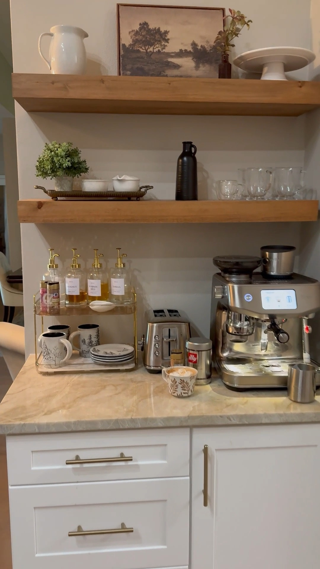 My mid morning coffee treat.  I love my Breville espresso machine!  Coffee station, kitchen decor, home decor, white oak shelfs

#LTKmorningroutine #LTKdayinmylife #LTKvlog