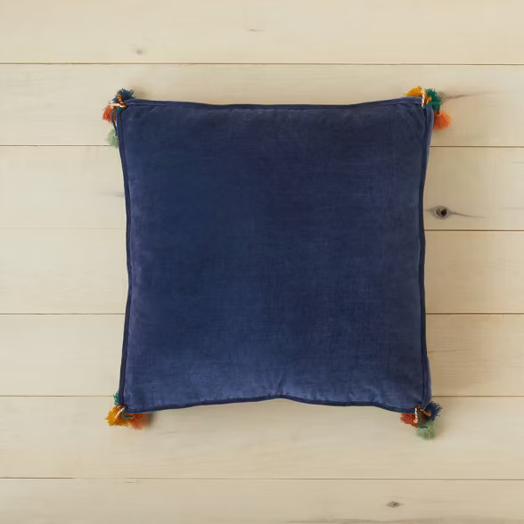 Oversized Solid Velvet Square Floor Pillow with Tassels - Opalhouse™ designed with Jungalow™ | Target