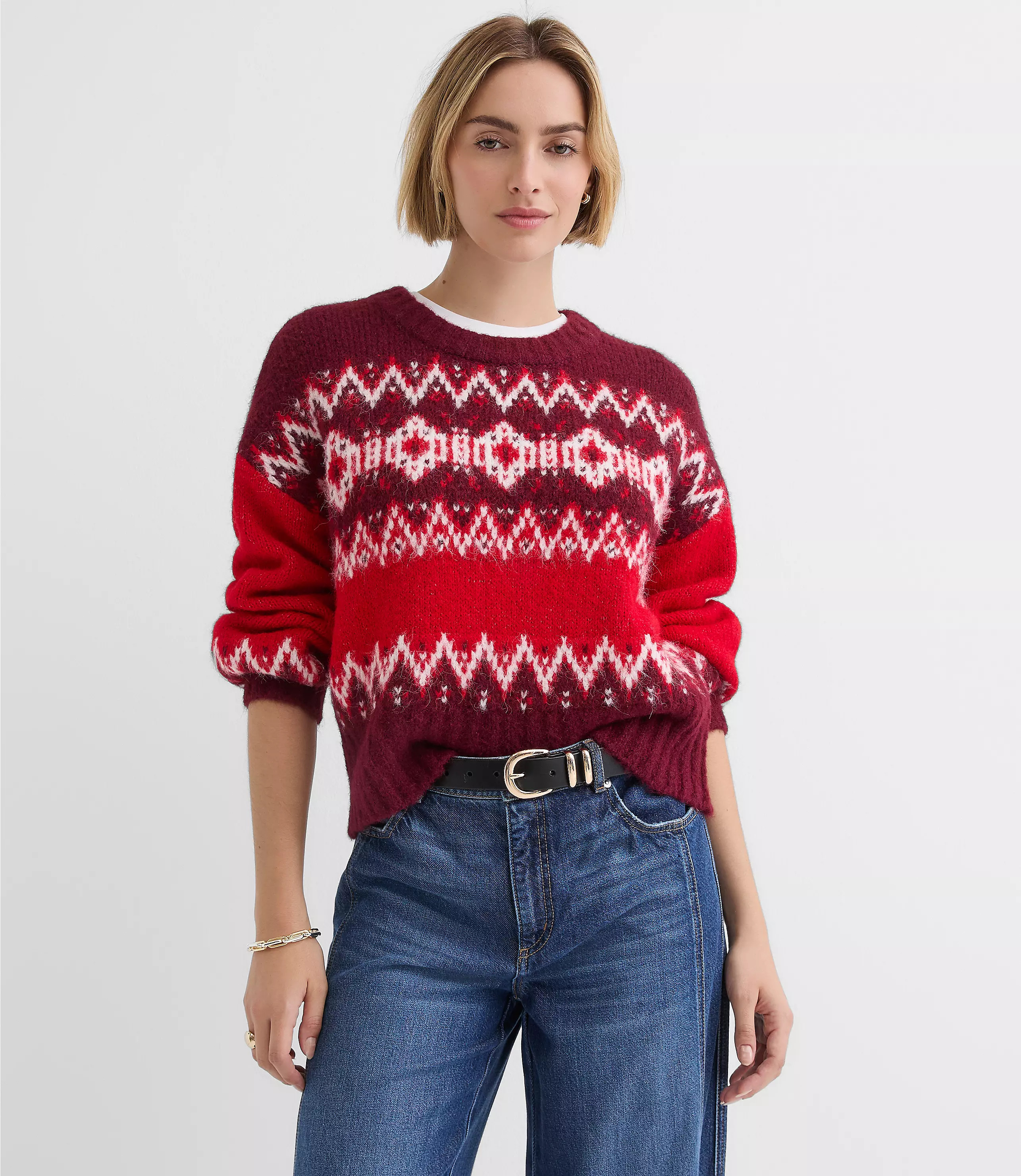 Colorblock Fair Isle Sweater | LOFT