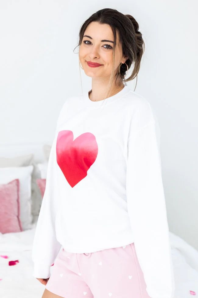 Tie Dye Heart White Graphic Sweatshirt | The Pink Lily Boutique